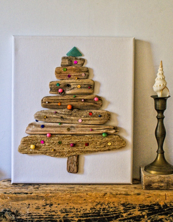 Driftwood Christmas Tree on canvas Christmas Decoration