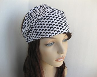 Fabric Headband Womens Headband Yoga Head Wrap Black and White Bandana Headband Womens Gift for Her, Gift Ideas by Flower City Threads