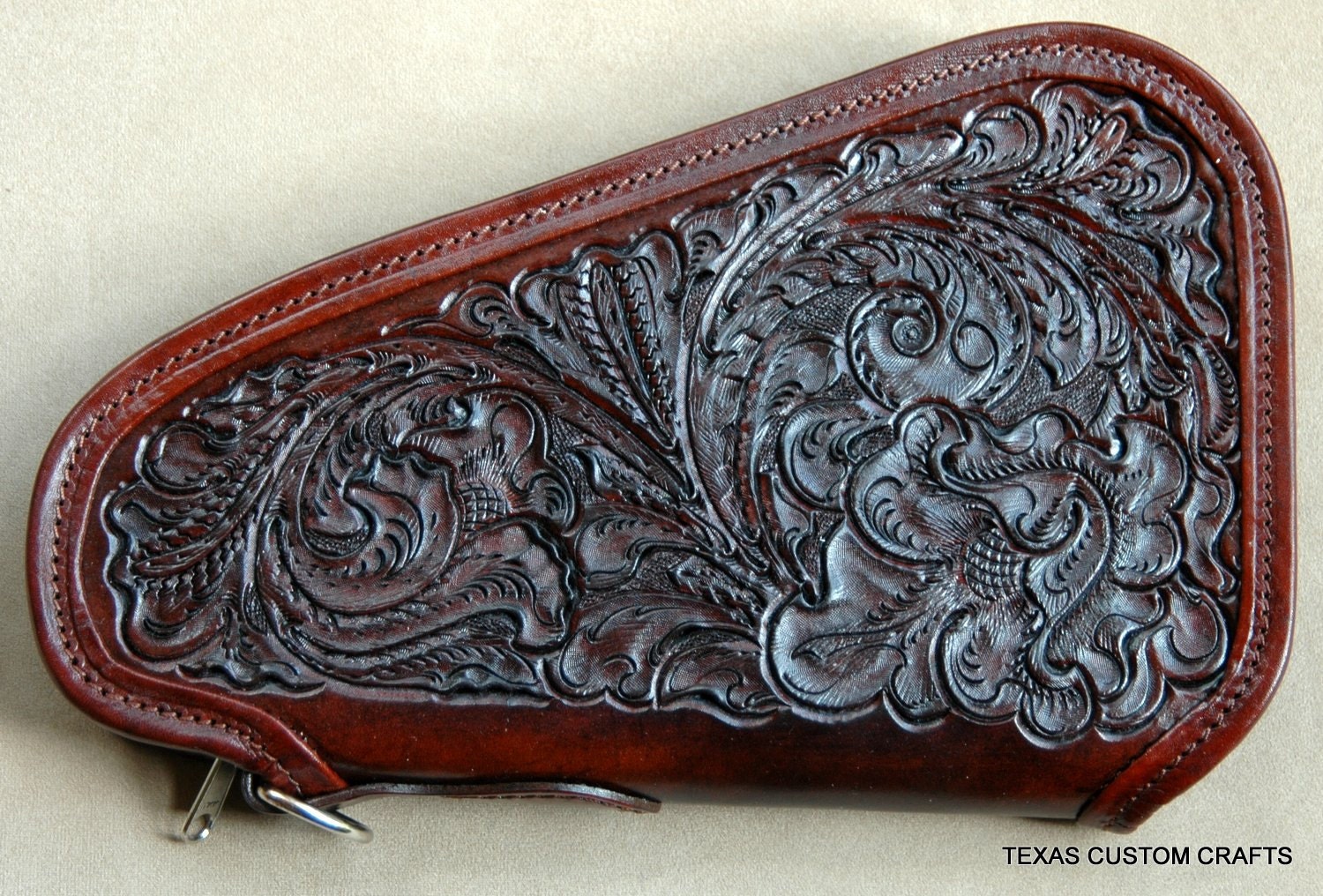 Leather Pistol Case with Hand Tooled Western by texascustomcrafts