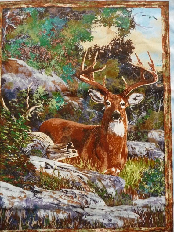 Deer Fabric Panel Woodland Fabric Panel Wildlife Fabric