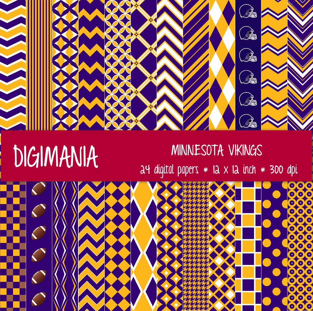 INSTANT DOWNLOAD Digital Paper Pack Minnesota Vikings Colors