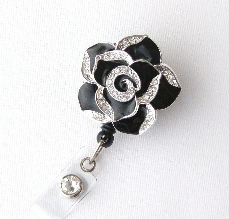 black petal bling pretty badge holder unique badge reels black petal bling pretty badge holder unique badge reels