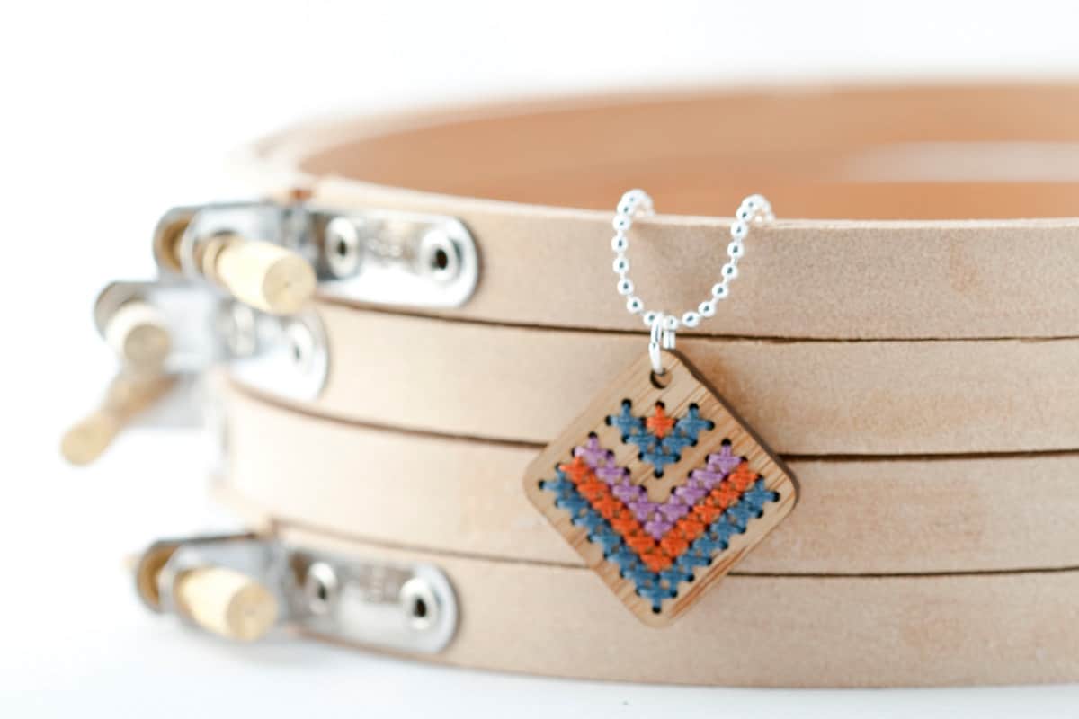 Modern Cross Stitch Jewelry Kit Bamboo by RedGateStitchery