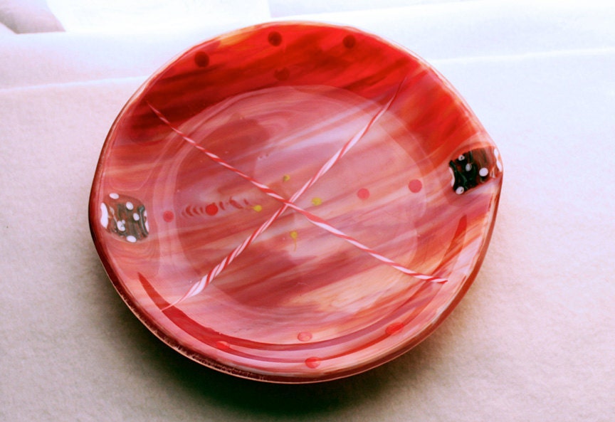 Santa's Cookie Plate,Fused Glass Plate,Handmade, Designer, Housewares, Home Decor, Office, Accent, Wedding Gift, Art , Holiday, Christmas