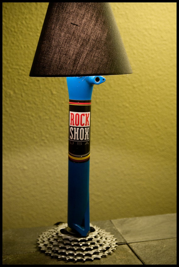 Desk Lamp made from recycled bike parts.