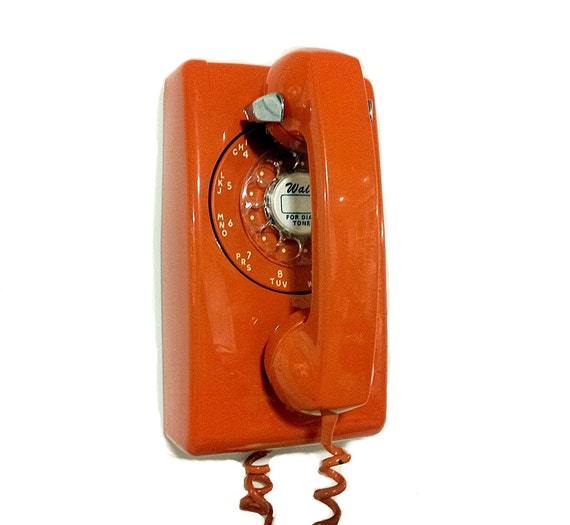 Orange Rotary Wall Phone Display