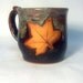 Fall Stoneware Mug, Chocolate Gum Leaf Mug, Brown Fall Leaf Pottery Mug