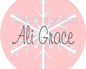 Snowflake pink - personalized - digital image - Christmas Il_170x135