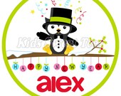 Happy New Year owl boy - personalized - digital image Il_170x135