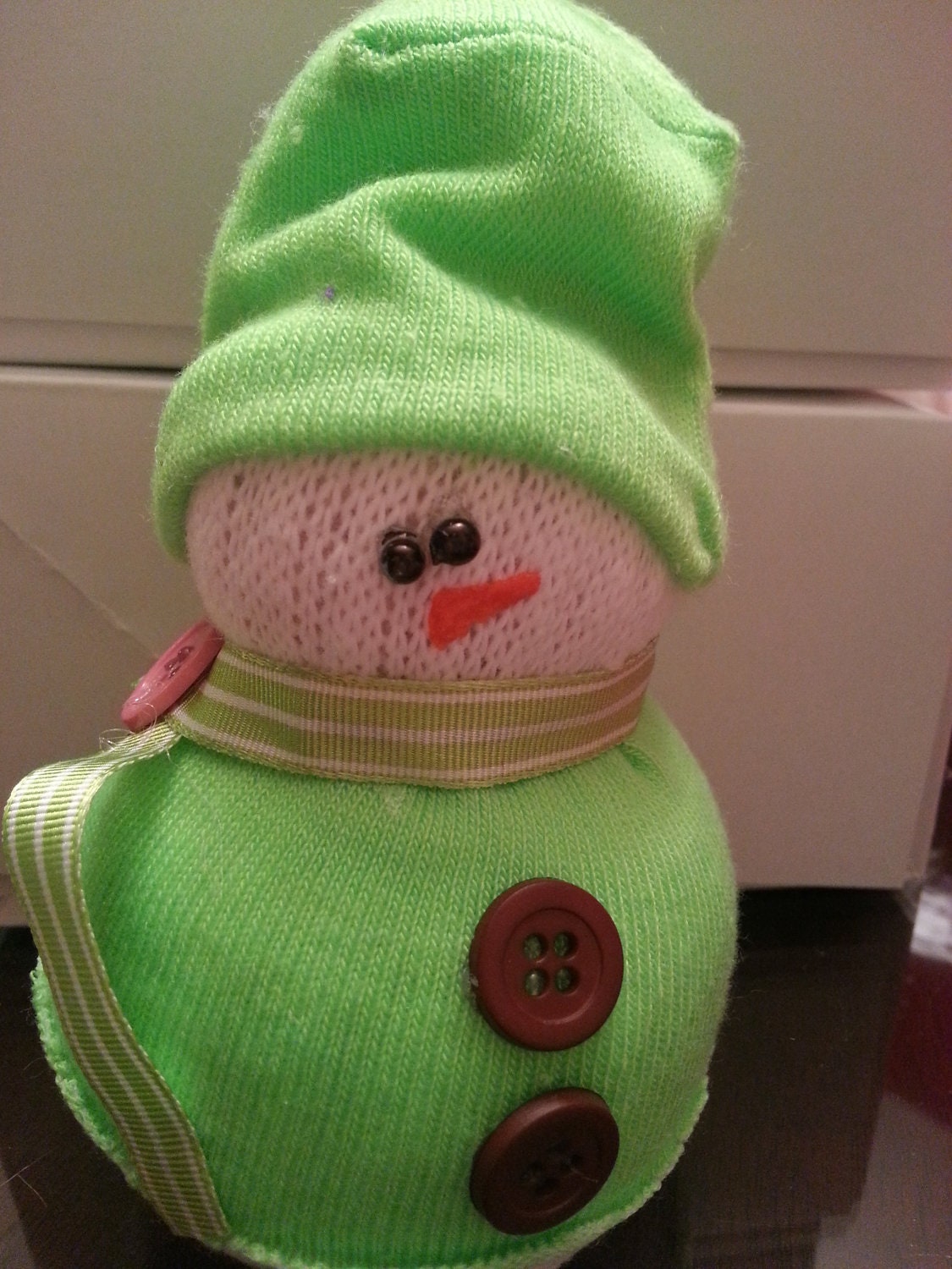 Green and Brown Rice Snowman