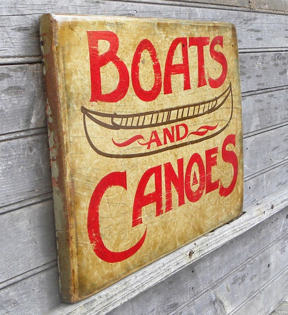 Boat &amp; Canoe Sign wooden originalpainted sign hand