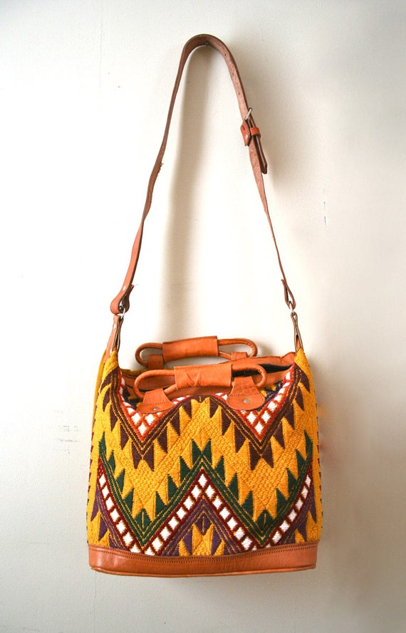 Tribal Southwest Leather Woven Bag