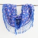 Sapphire Blue Scarf, Lace Scarf, Blue Scarf, Floral Scarf, Print Scarf, Under 15
