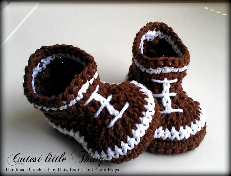 Football Crochet Baby Boy Booties Baby Boy by CutestlittleThing