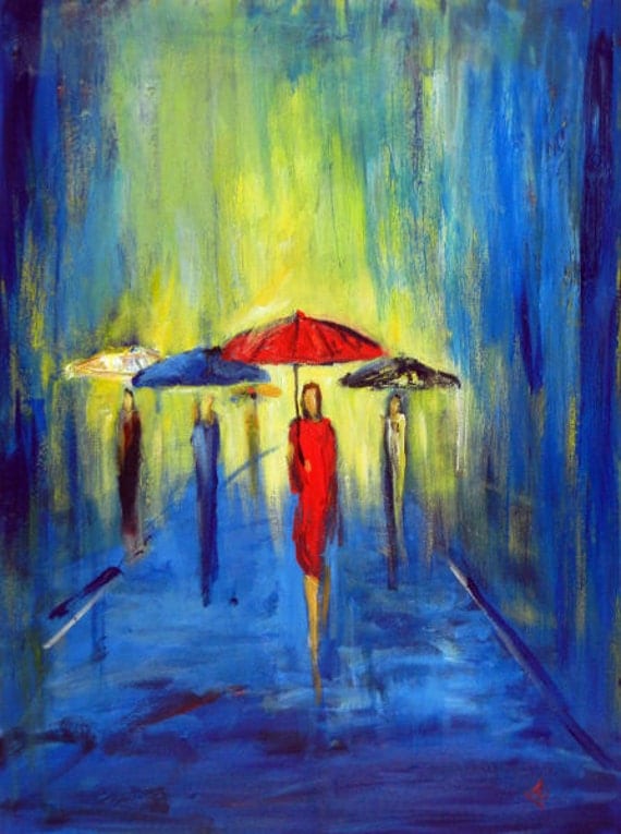 RAIN Painting Abstract Colorful Contemporary Art Female