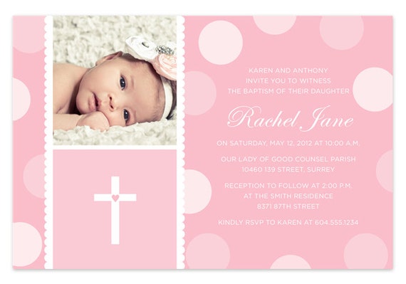 Baby Girl Baptism / Christening Invitation with by PAPERHEARTSbyJ