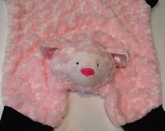 Minky Snuggle Blanket Toy, animal security blanket buddy,sculptured with animal head,Elephant,cows,dogs,frogs,giraffes,lions,panda bear