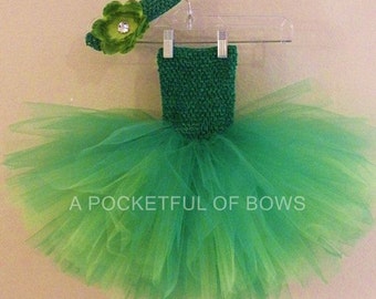 Green Tutu Dress, Green and Lime Tutu Dress, Toddler Green Tutu Dress