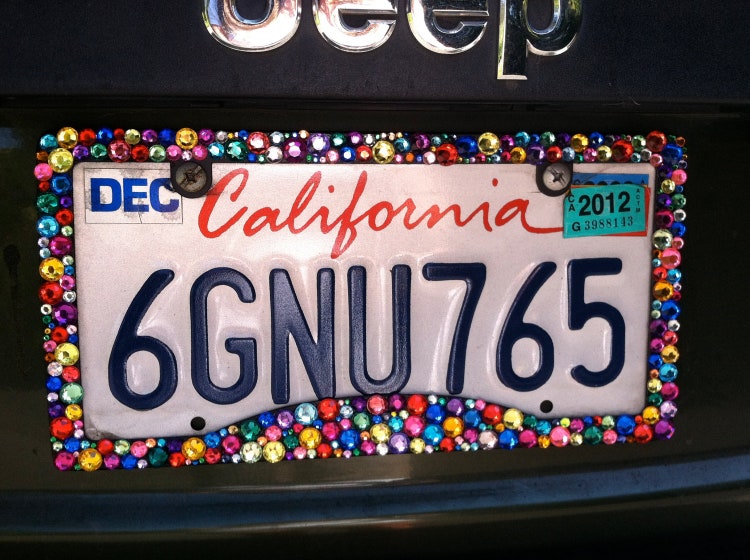 Bedazzled License Plate Frame by DazzledandJeweled on Etsy