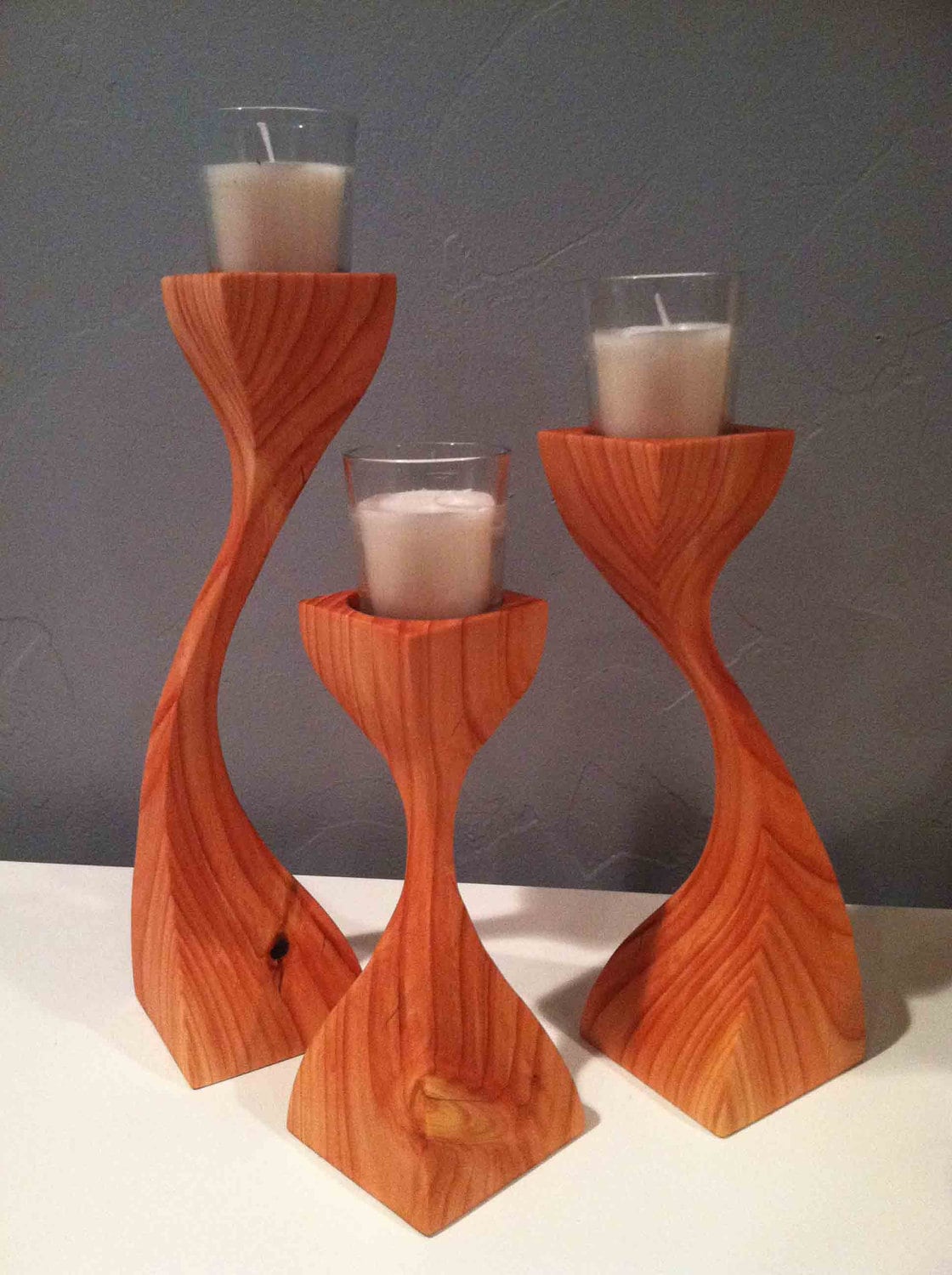 wood votive holder wood tea light holder wood candle by