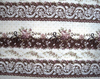 Vintage Feminine Stripes Fabric, Fat Quarter, Multicolor, 18" X 22" inches, 100% Cotton, For Victorian & Romantic Projects