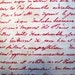 Antique Caligraphy Handwritting Fabric, Fat Quarter, Red / Cream, 18" X 22" inches, 100% Cotton, For Victorian & Romantic Projects