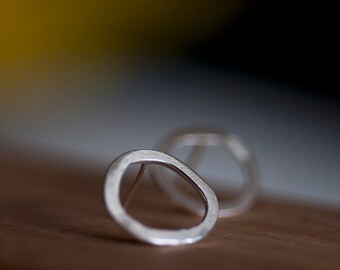 Organic circle post earrings in sterling silver