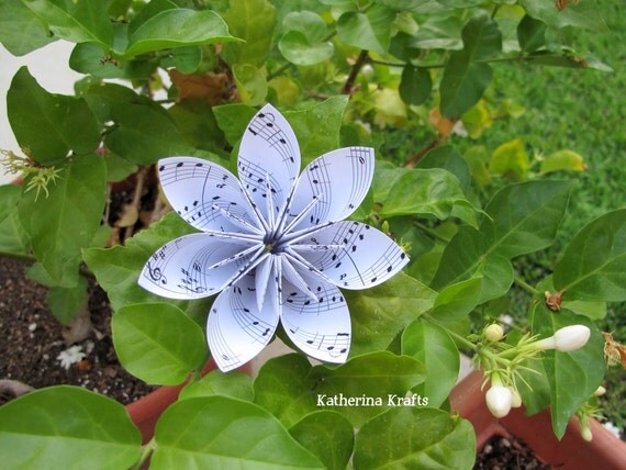 five flower petal origami Flower, Sheet Music Kusudama Paper Flower Origami