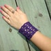 Crochet CUFF BRACELET Lace Wrist Cuff Handmade Jewelry with buttons Plum Purple