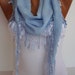 Baby Blue Chiffon Shawl Scarf - Headband -with Lace Edge - Trending Summer