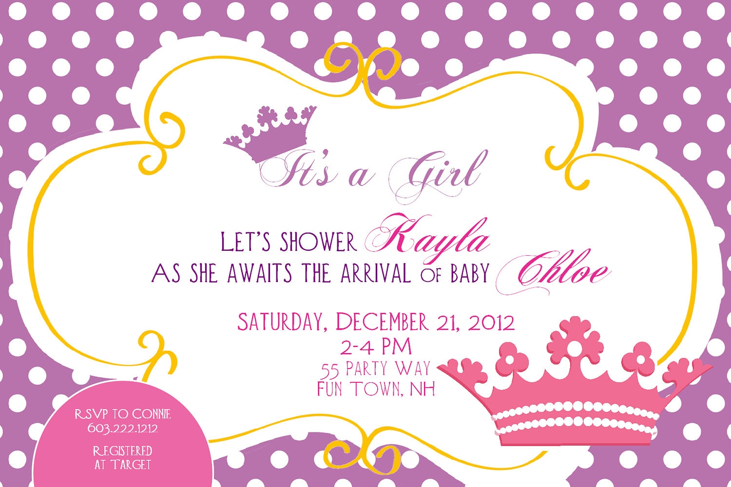 Princess Baby Shower Invitation Printable by AsYouWishCreations4u