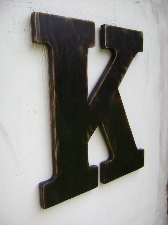 Large wood letter K shabby chic wall hanging decor 18