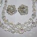 Vintage Necklace AB Glass Earring Set 1950s Jewelry
