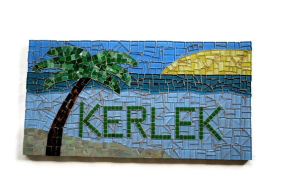Personalized Mosaic Name Plaque by GreenStreetMosaics on Etsy