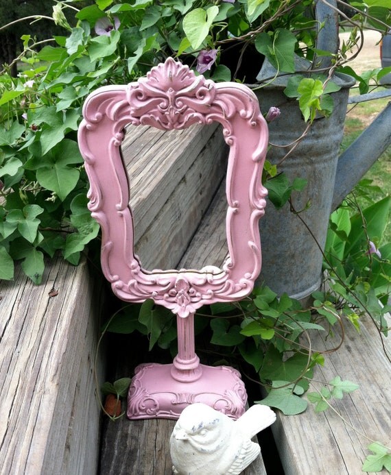 French PINK Vanity Standing Mirror / Shabby Chic Bedroom