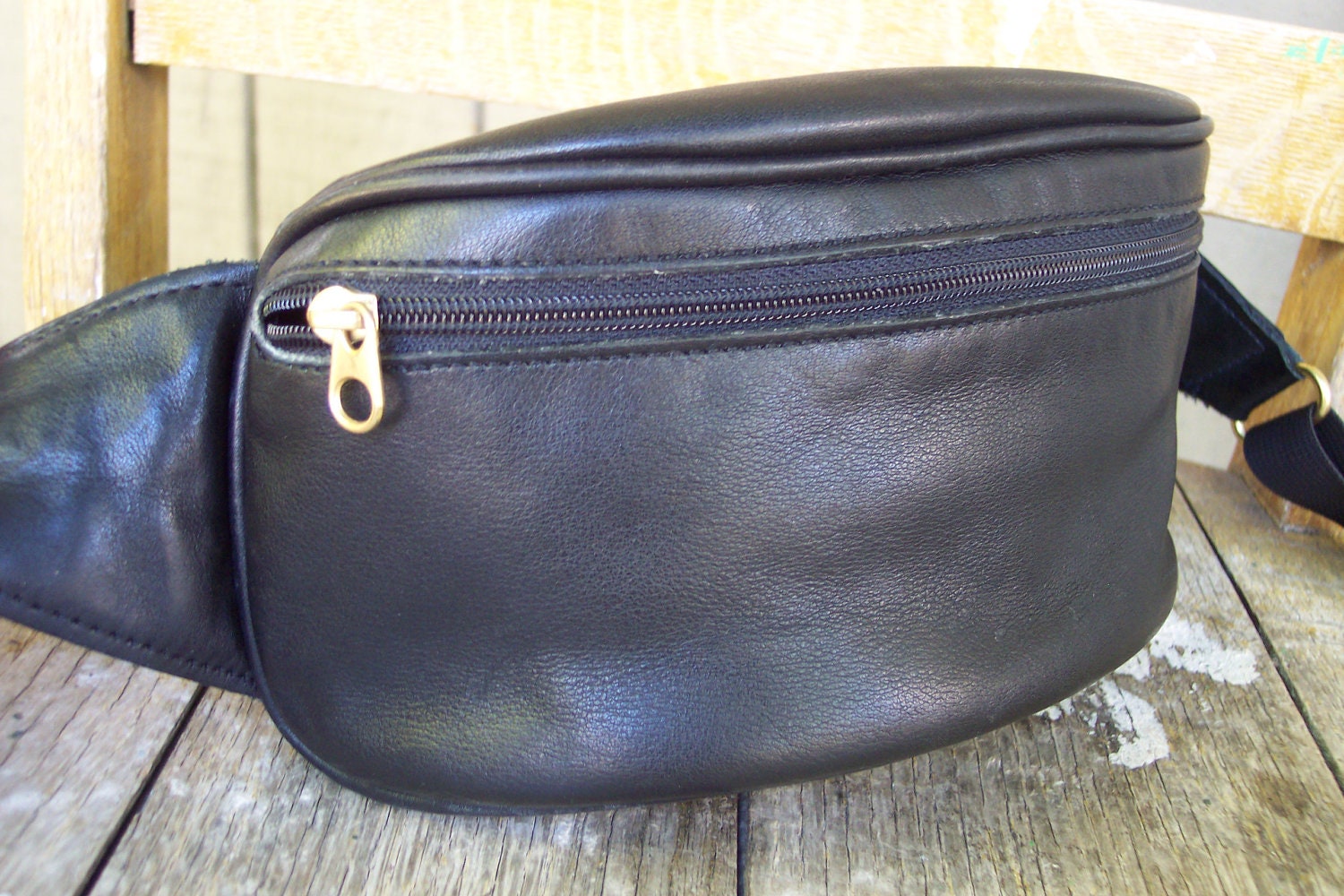 Coach black leather fanny pack by altercloth on Etsy