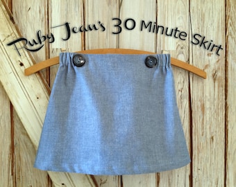 Ruby Jean's 30 Minute Skirt - Girl's Skirt Pattern PDF. Girl Sewing Pattern. PDF Pattern. Toddler Pattern. Sizes 1-10