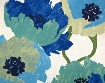Blue Floral Light Upholstery Fabric - Abstract Floral Design - Blue Drapery Fabric - Floral Large Scale Fabric - Abstract Floral Headboard