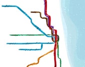 CHICAGO L Train Map - Print 8" x 10"