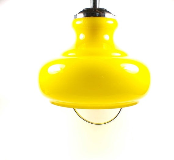 Yellow vintage light pendant kitchen by TheRetroBottega on Etsy