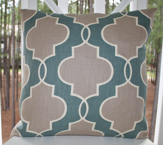 Designer Decorative Pillow Cover Slate Blue Grey Quatrefoil