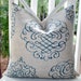 Decorative Designer Turquoise Pillow - 18 x 18 Turquoise Damask Oatmeal Pillow - Blue Throw Pillow Cover