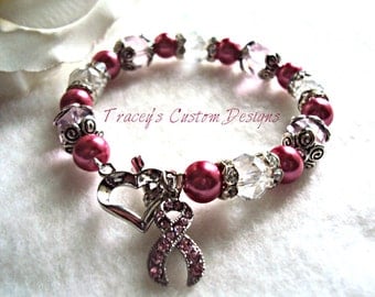 Beautiful Breast Cancer Awareness Bracelet - CUSTOM MADE