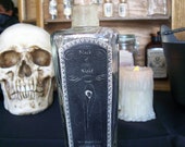 Items similar to OOAK Black of Night Halloween Potion Bottle/Decorative ...
