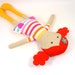 toy cloth doll , fabric rag doll , girl toy , red orange hair , striped dress , pink yellow turquoise red , wool felt hair , waldorf toy