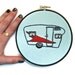 Fifties vintage camper embroidery hoop  blue kitschy vintage Fifties vintage camper embroidery hoop  blue kitschy vintage