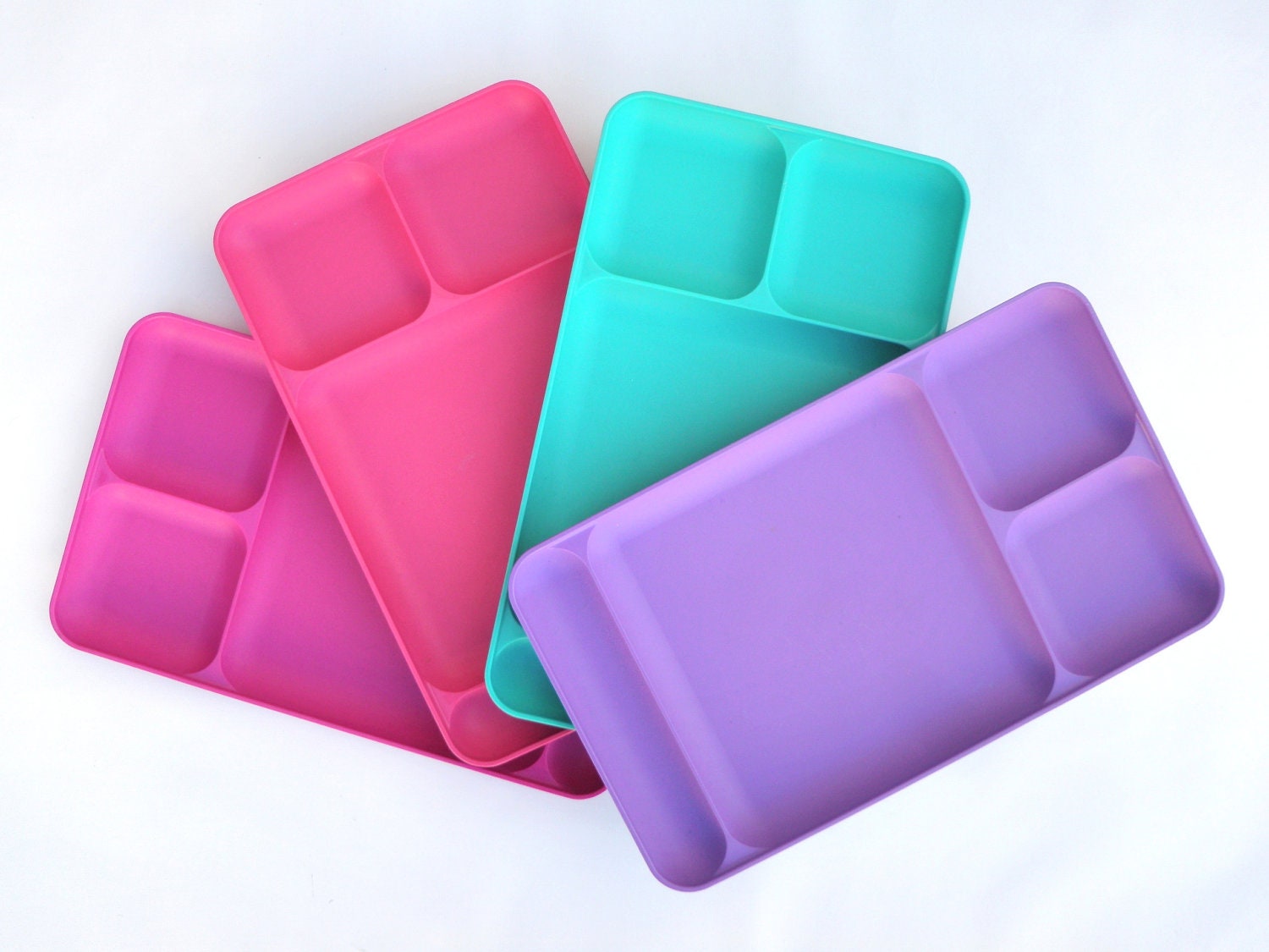 4 Vintage Tupperware Pastel Divided Dinner Trays Pretty Picnic