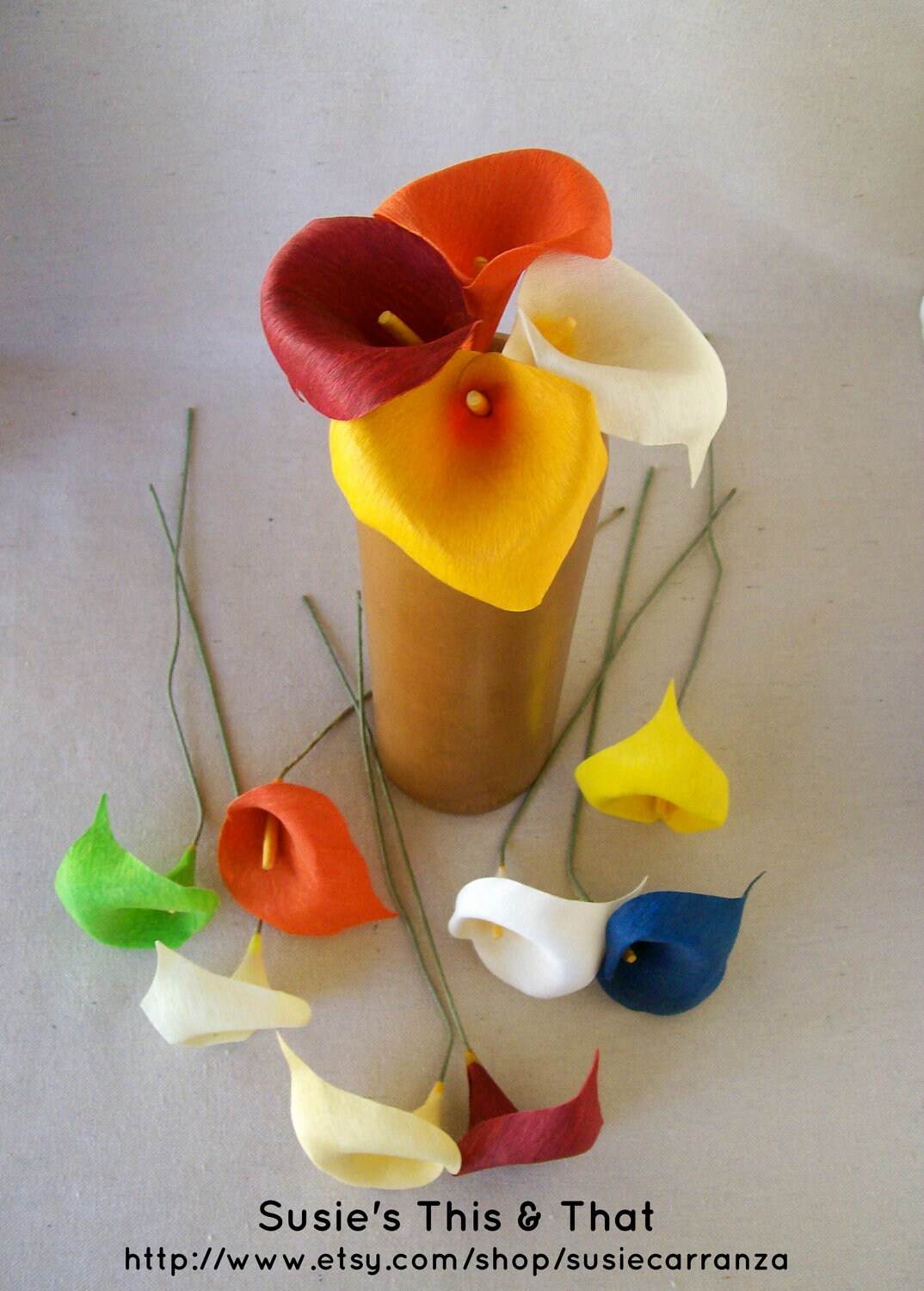 Calla Lilies made from corn husks. Set of 12. Variety of