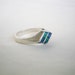 ON HOLD - Vintage Platinum Ring - 1980s Blue Glass Mixed Variation Rhombus Shape