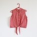 Sleeveless Red Plaid Tie Cropped Top Sz M